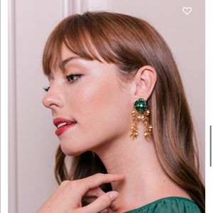GMG x Nicola Bathie Emerald + Gold Vine Earrings